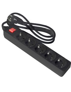 Base negra onlex t/t interruptor cable 1,5 mts 5 tomas
