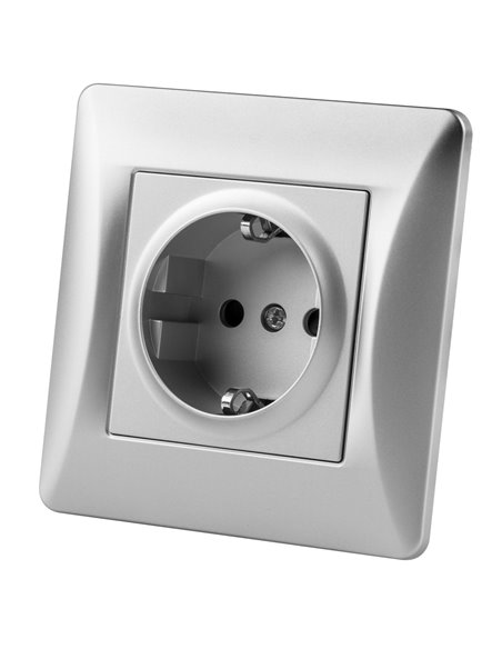 Schuko base embutida onlex universal prata 16a