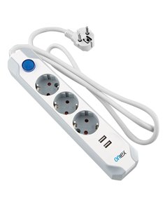 Onlex pro base 3 tomadas + switch 2usb 1,5 metros