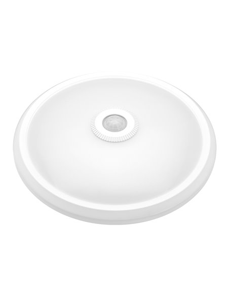 Aplique redondo led com sensor de emergência ip20 matel 16w frio