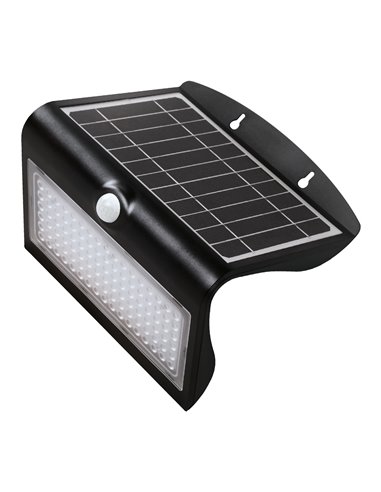 Aplique led solar korpass sensor 8w negro fría