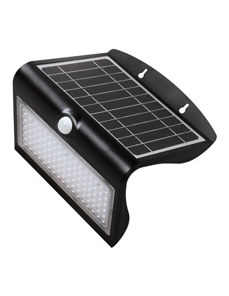 Aplique led solar korpass sensor 8w negro fría