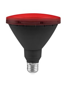 Bombilla led jardín par38 ip65 matel e27 15w roja