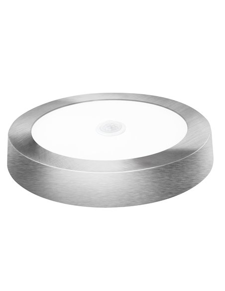 Downlight led sensor superficie redondo matel plata 18w neutra