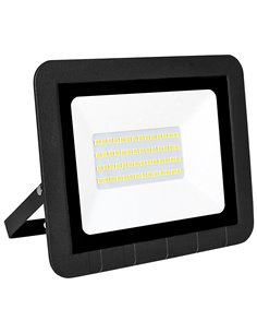 Proyector led plano negro matel ip65 30w cálida