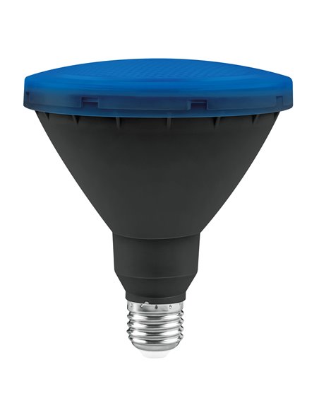 Bombilla led jardín par38 ip65 matel e27 15w azul