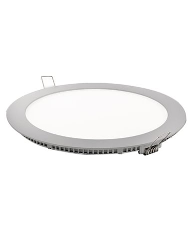 Downlight led redondo plano matel plata 18w fría
