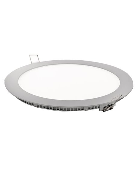 Downlight led redondo plano matel plata 18w fría