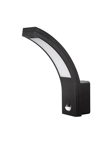 Aplique led sensor exterior ip54 matel negro fría