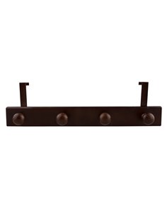Percha Madera Oscura 4 Pomos Puerta