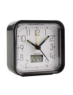 Reloj Analogico Alarma 82x82x38 Negro