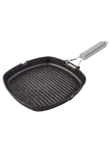 Grelha de pedra com alça dobrável suprema listrada 28cm