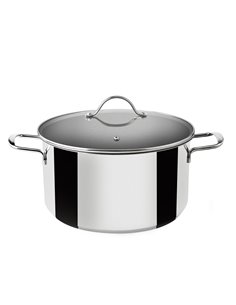 Olla inox inducción con tapa de cristal 24cm