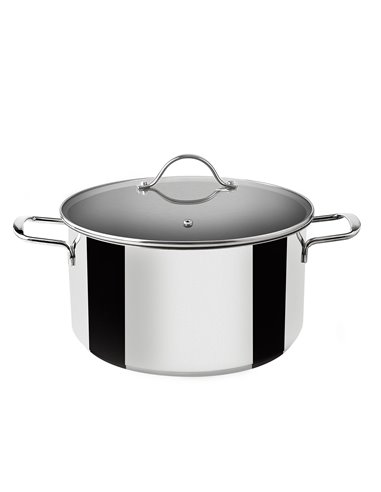 Olla inox inducción con tapa de cristal 28cm