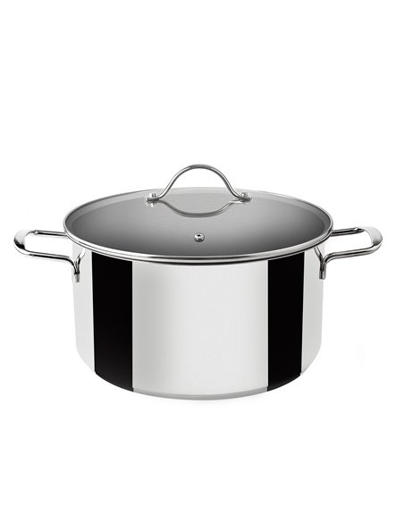 Olla inox inducción con tapa de cristal 28cm
