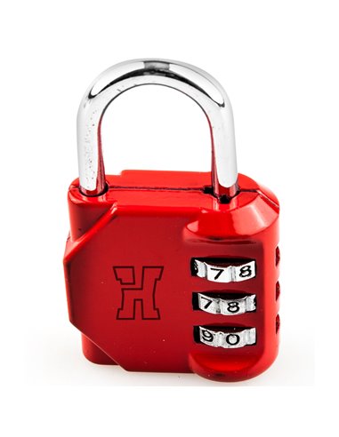 Candado combinación handlock 3 números 30mm rojo