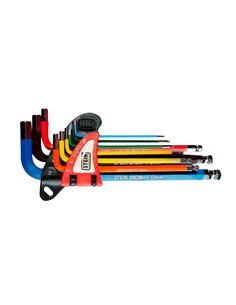 Juego llave allen stein larga punta bola cr-v 9 piezas colores