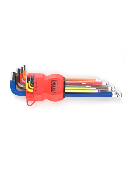 Juego llave allen stein extra larga punta bola cr-v 9 piezas colores