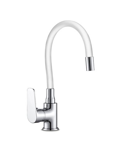 Monomando JaVa Freg Goma Flexible Blanco