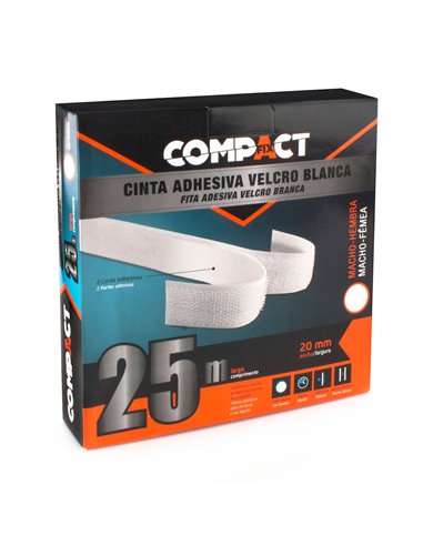 Cinta Velcro Compact 25m X20mm M-H Blan