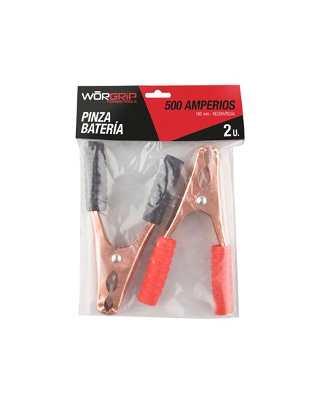 Braçadeiras de bateria Worgrip pretas/vermelhas 160mm 400a