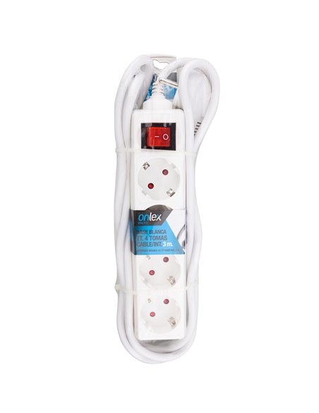 Base Onlex Blanca 4tomas Cable/Int 3mt