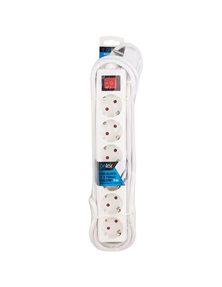 Base Onlex Blanca 6tomas Cable/Int 3mt