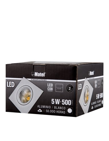Aro Led Cob Alum Basc Cuad Blanc 5w Fria