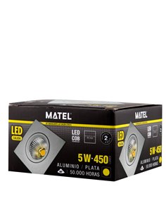Aro Led Cob Alum Basc Cuad Plata 5w Cali 2
