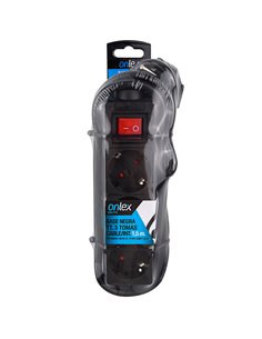 Base Onlex Negra 3tomas Cable/Int 1,5mt 2