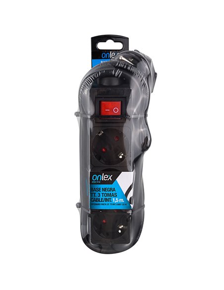 Base Onlex Negra 3tomas Cable/Int 1,5mt