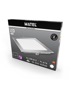 Downlight Led Cuadrado Plata 18w Fria 2