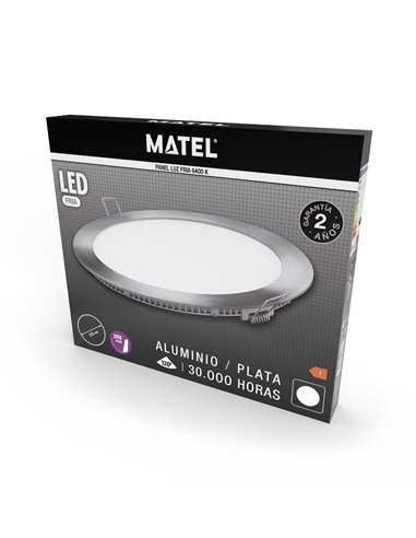 Downlight Led Redondo Plata 12w Fria