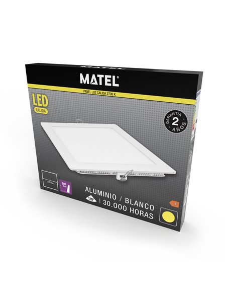 Downlight led cuadrado blanco matel 18w cálida