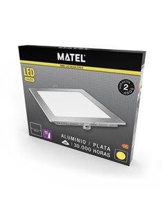 Downlight Led Cuadrado Plata 18w Calida 2