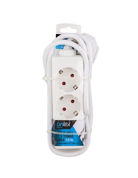 Base Onlex Blanca 3tomas Cable 1,5mt