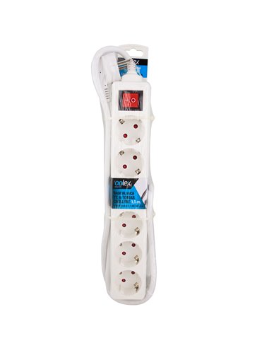 Base blanca onlex t/t interruptor cable 1,5 mts 6 tomas
