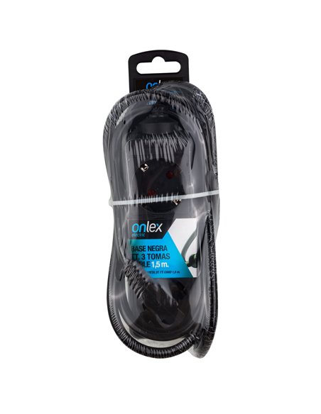 Base Onlex Negra 3tomas Cable 1,5mt