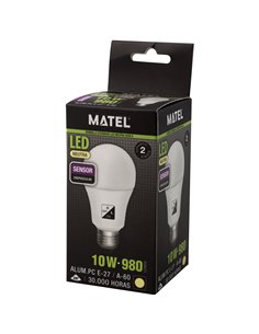 Bombilla led matel sensor crepuscular estándar e27 10w neutra 2