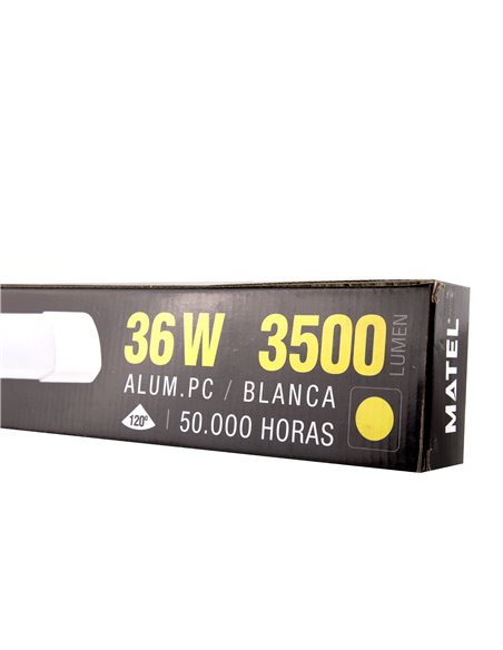Pantalla led integrado matel blanca 36w 120cm cálida