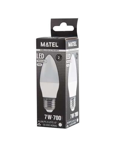Bomb Led Vela Regulable E27 7w Fria