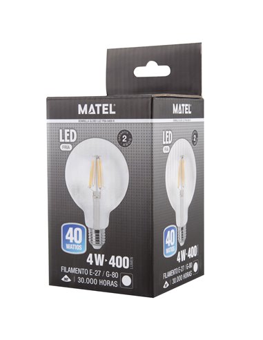 Bomb Led Filam Globo G80 Clara E27 4w F