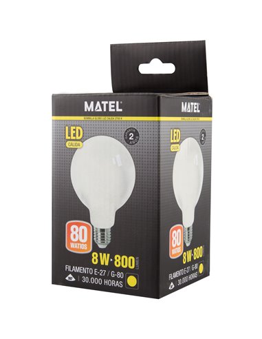 Lâmpada LED de filamento Matel E27 g80 4W 2700K...