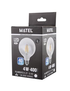 Bombilla led globo filamento matel e27 g95 4w fría clara 2