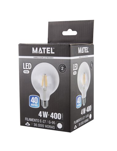 Bomb Led Filam Globo G95 Clara E27 4wf