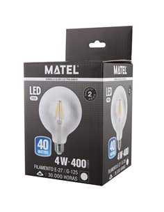 Lâmpada Globe LED filamento matel E27 g125 4W 6400K transparente 2