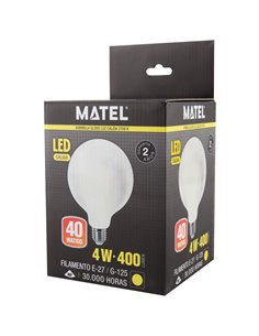 Lâmpada LED de filamento Matel E27 g125 4W 2700K opala 2