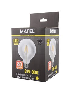 Bomb Led Filam Globo G125 Clara E27 8wc 2