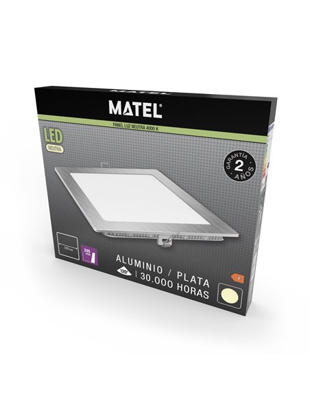 Downlight Led Cuadrado Plata 6w Neutra