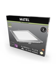 Downlight led cuadrado plata matel 12w neutra 2